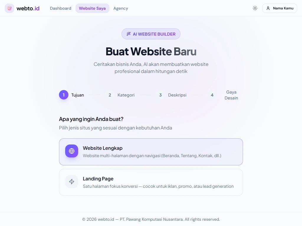 Wizard langkah tujuan